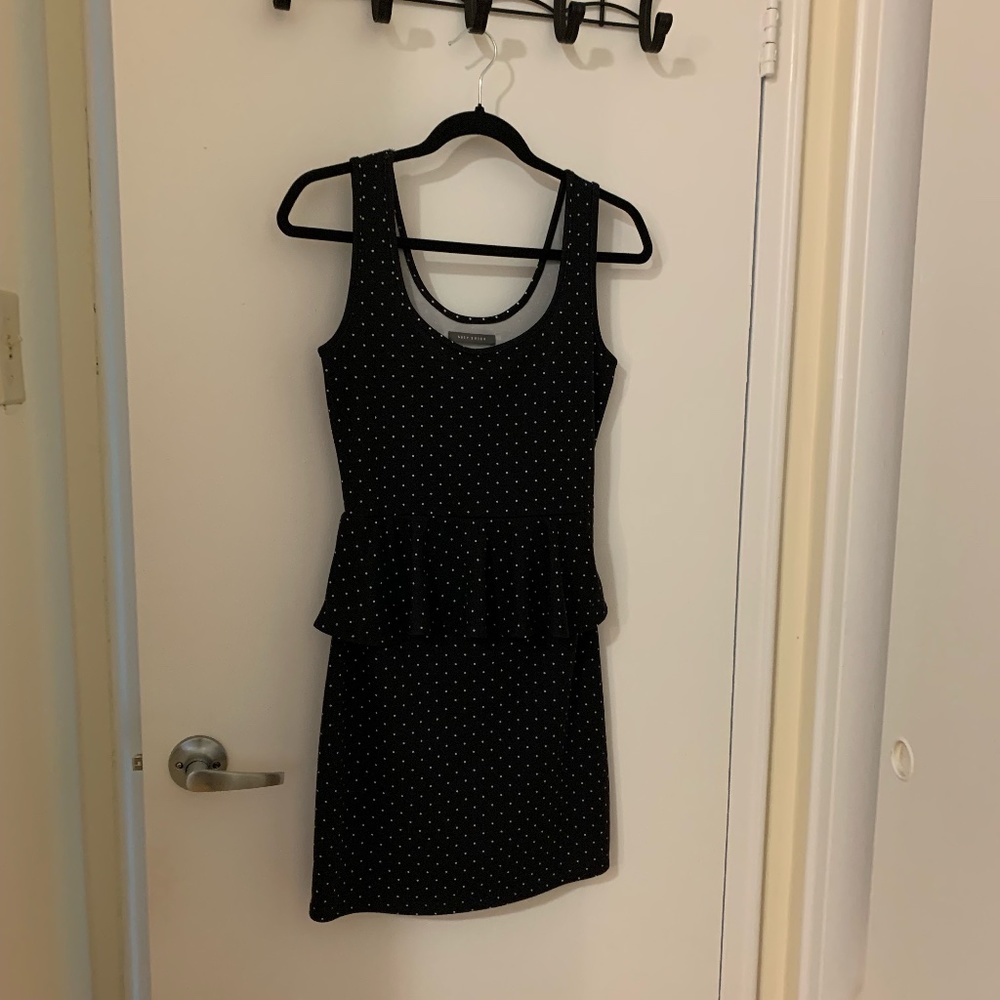 Suzy Shier Black & White Polka Dot Dress